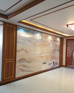 嘉元中庭130平方新中式风格影视墙案例